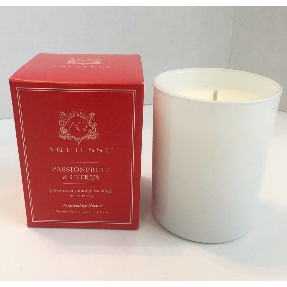 Aquiesse Candle Passionfruit & Citrus Soy Wax LARGE 10oz 90 Hrs Mango Citrus